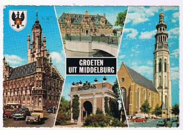 Holland Postcard Middelburg Castle Churches Buildings Multi View