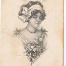 Canada Postcard Young Lady Flowers 1913 Birth Announcement Thelma Eileen Hayden