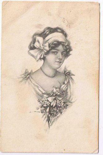Canada Postcard Young Lady Flowers 1913 Birth Announcement Thelma Eileen Hayden