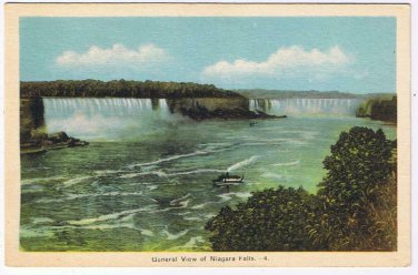 Ontario Postcard Niagara Falls General View Of Falls Maid Of The Mist Boat
