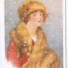 Art Postcard Schechirow Girl With Fox Fur Hat & Collar Snow Redfield Brothers