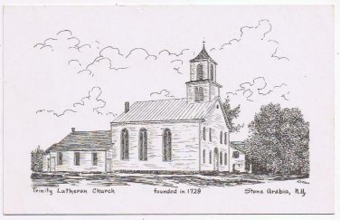 New York Postcard Stone Arabia Trinity Lutheran Church 1729
