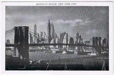 Postcard Brooklyn Bridge Skyline Of Lower Manhattan NYC New York