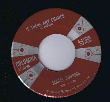 Marty Robbins Is There Any Chance 45 rpm I Told My Heart VG+