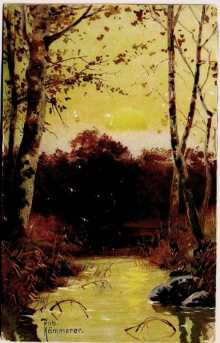 Art Postcard Rob Kammerer Sunrise Over Stream Birches 1908