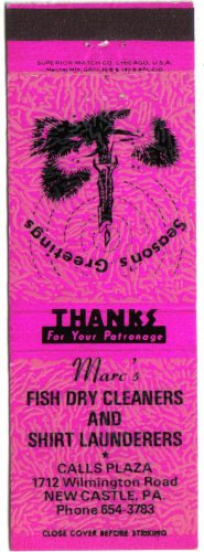 Pennsylvania Matchbook New Castle Marcs Fish Drycleaners & Launderers Hot Pink