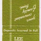 Matchbook Cover Lee Savings Bank Lee Massachusetts Mortgage Loans