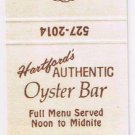 Matchbook Cover Hartford's Authentic The Oyster Bar Connecticut