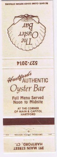 Matchbook Cover Hartford's Authentic The Oyster Bar Connecticut