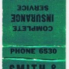 Matchbook Cover Smith & Bryant Insurance Watertwon New York