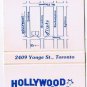 Matchbook Cover Hollywood Dining Corner Toronto Ontario
