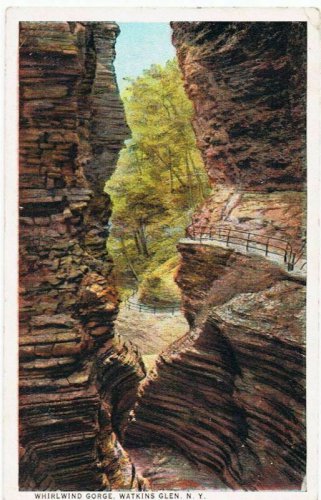Watkins Glen New York Postcard Whirlwind Gorge Curteich A-52126 1913