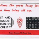 Hamilton Ontario Advertising Card Ink Blotter W A Webb 1945 Calendar Dominion