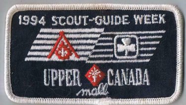 1994 Scout Guide Week Upper Canada Mall Newmarket Iron Sew On Patch 3 3/4" x 2"
