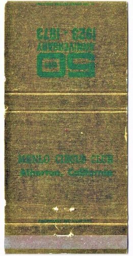 Matchbook Cover Menlo Circus Club Atherton California