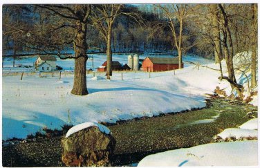 Landscape Postcard Spring Rises From Snowbound Farmland