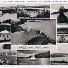 Germany Postcard Mohnesee Multi View Sperrmauer Stramdbad Abend Korbecker Brucke