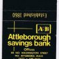 Matchbook Cover Attleborough Savings Bank Massachusetts Car