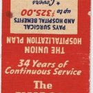 Matchbook Cover Union Benefit Society Of Delaware Wilmington Delaware