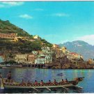 Italy Postcard Amalfi Panorama & Beach Long Boat Rowers