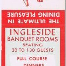 Matchbook Cover Thorndale PA ingleside Restaurant Banquet Rooms