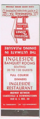 Matchbook Cover Thorndale PA ingleside Restaurant Banquet Rooms