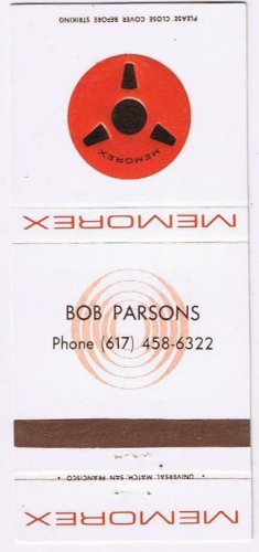 Matchbook Cover Santa Clara CA Memorex Bob Parsons