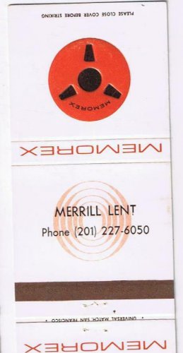Matchbook Cover Santa Clara CA Memorex Merrill Lent