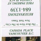Matchbook Cover Vancouver BC The Prow Restaurant Canada Place