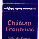 Matchbook Cover CP Hotels Le Chateau Frontenac Quebec City Purple