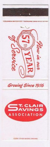 Matchbook Cover St Clair Savings Association Ohio