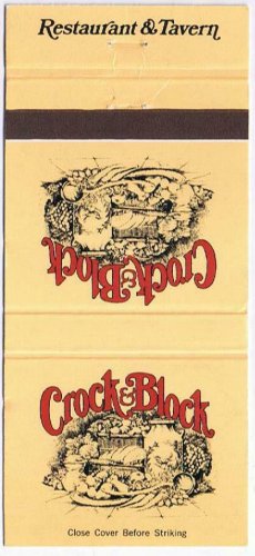 ONTARIO Matchbook Crock & Block Restaurant & Tavern Strike Rite Match