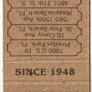 Matchbook Cover Leverocks Fresh Seafood Florida