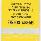 Matchbook Cover Sperry Gorske Insurance Oberlin Ohio