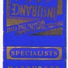 Matchbook Cover Marburger Insurance Agency Canton Ohio