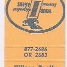 Matchbook Cover Village Realty & Insurance Twin Lakes Wisconsin Peach