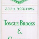 Matchbook Cover Tongue Brooks & Company Baltimore Maryland