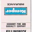 Matchbook Cover Long Grove Il Killingbeck Insurane Kemper Insurance