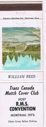 Matchbook Cover William Reid Trans Canada Match Cover Club RMS Convention Rapids