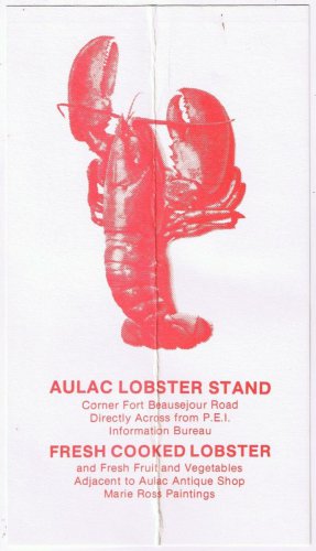 Advertising Card Aulac Lobster Stand Near PEI Information Bureau