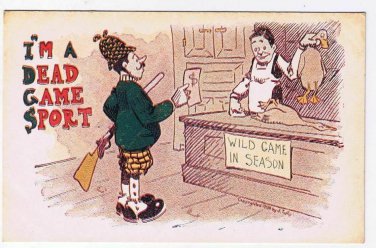 J Tully Comic Postcard Dead Sport Hunter Buying Duck Undivided