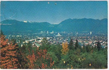 British Columbia BC Postcard Vancouver From QE Park Snow Capped Lions Mountains