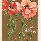 Holiday Postcard Christmas Greetings Poppies Printed In Great Britain