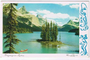 Postcard Maligne Lake The Narrows Jasper National Park Canadian Rockies