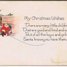 Christmas Card My Christmas Wishes Santa Fireplace Stockings Plain Back