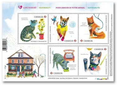 Stamps Canada Love Your Pet Souvenir Sheet  May 2 2015