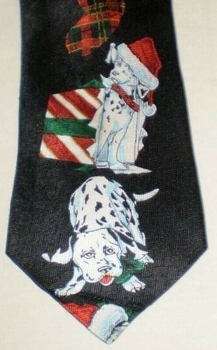 Dalmatians Christmas Dogs Black Necktie Silk ADDICTION