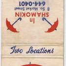 Matchbook Cover Schoop & Burd Insurance Shamokin & State College Pennsylvania