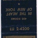 Matchbook Cover Hotel Knickerbocker New York City