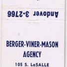 Matchbook Cover Berger Viner Mason Agency LaSalle Chicago Illinois